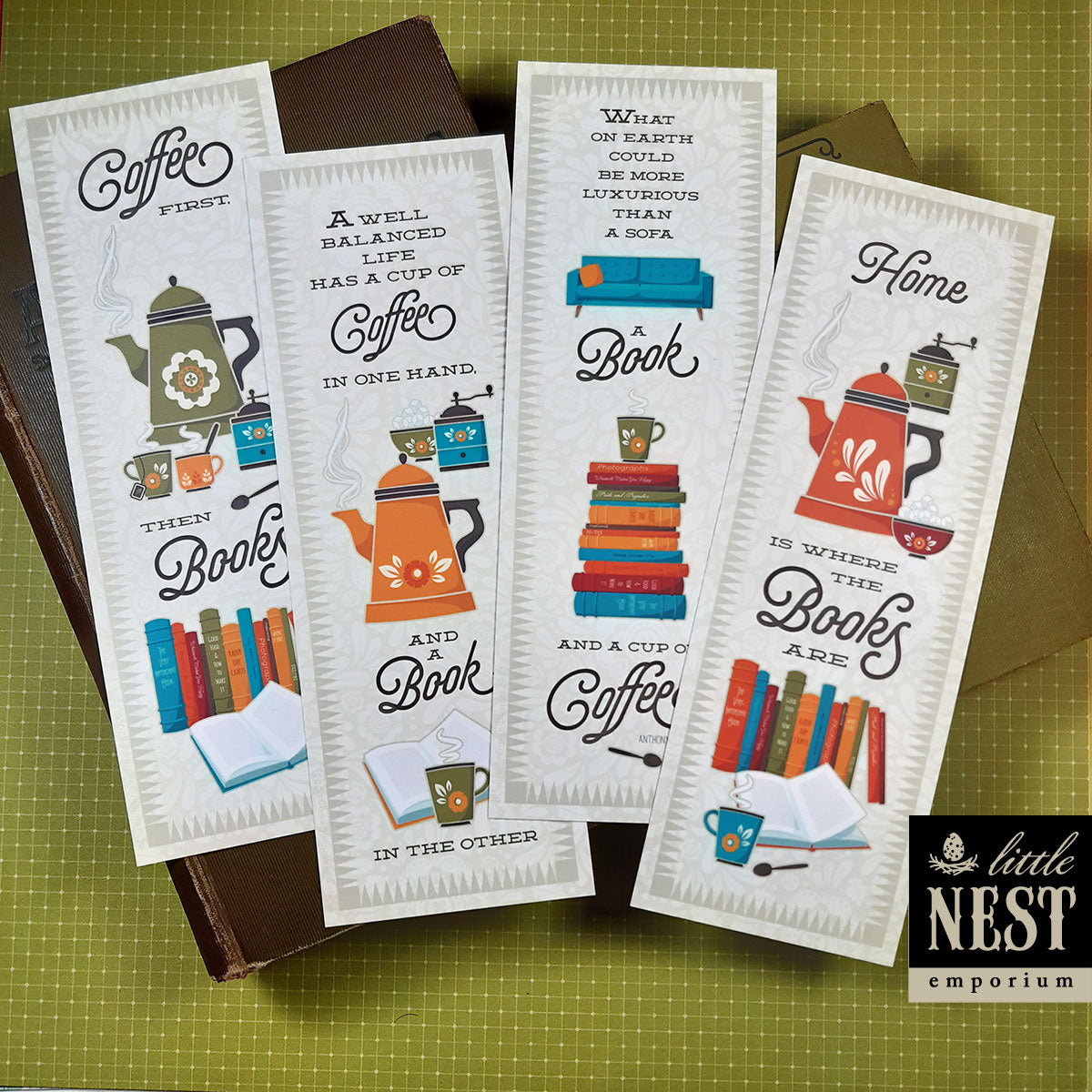 Coffee drinking, book lovers, Bookmarks