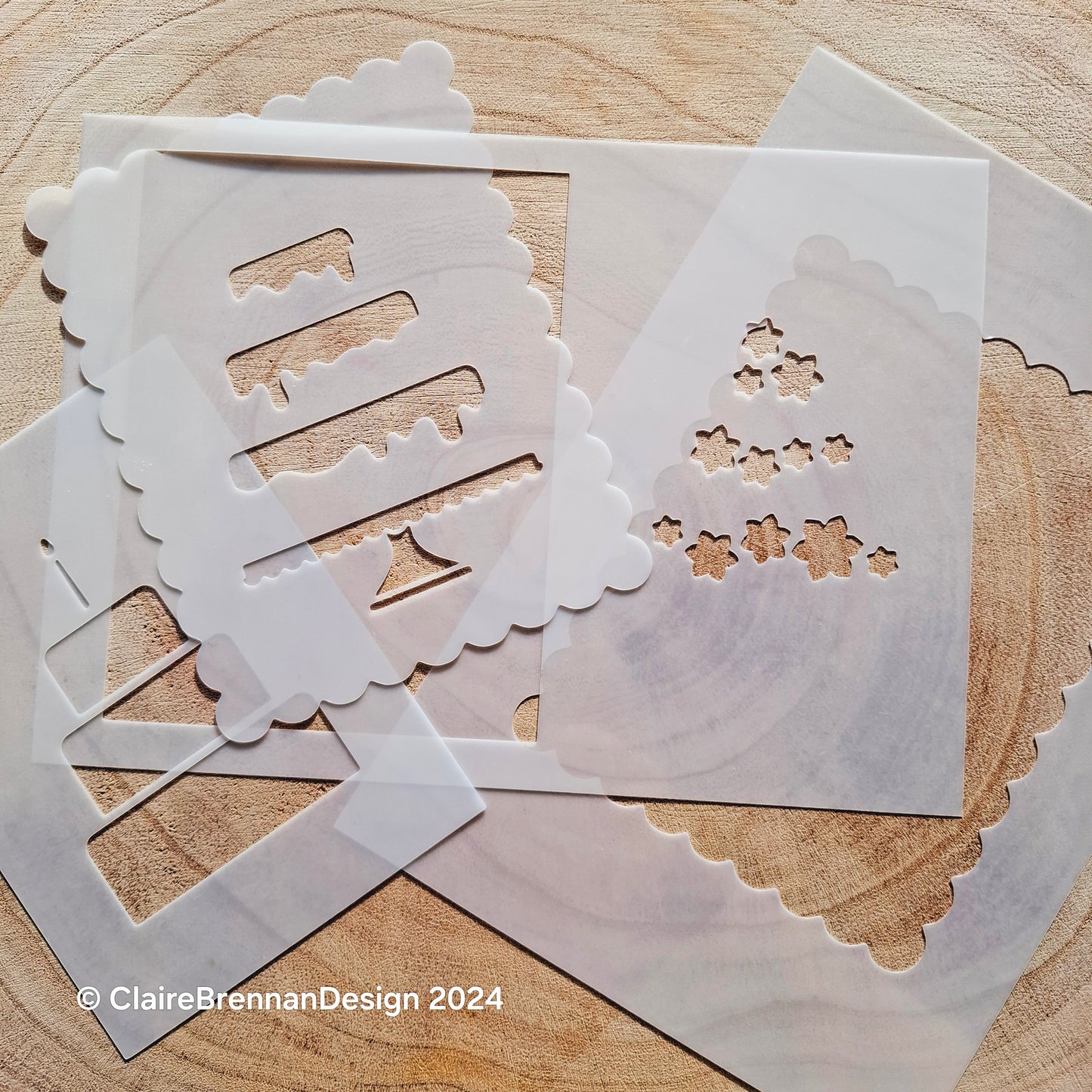 Scalloped Border and Cake layering Stencils, set of 2 stencil sheets