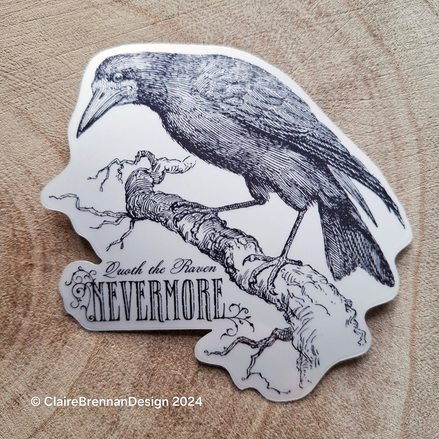 Quoth the Raven, Vintage Victorian engraving style Halloween Sticker