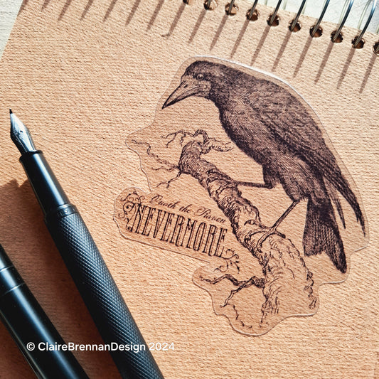 Quoth the Raven, Vintage Victorian engraving style Halloween Sticker