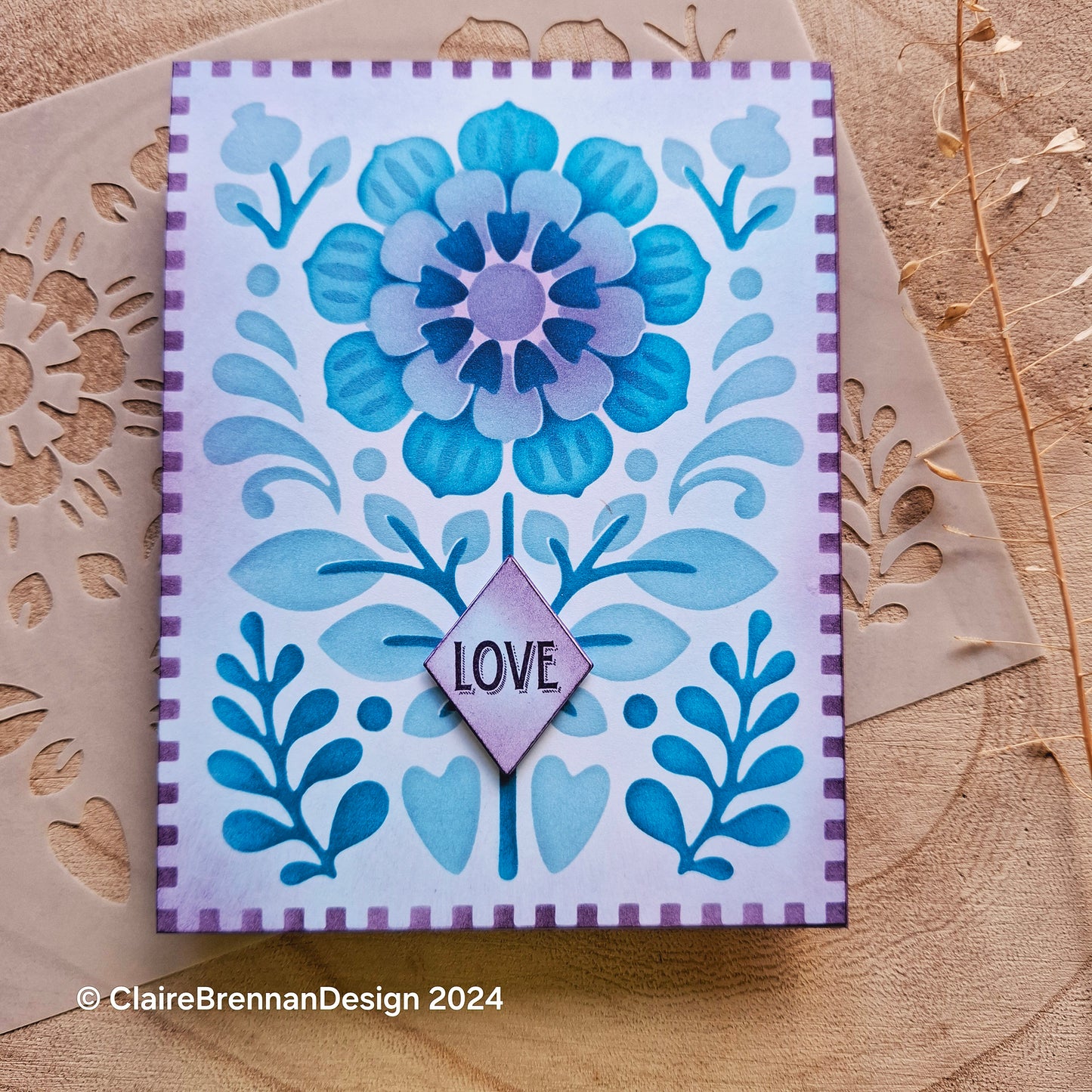 Folk Flower 1 Full card layering Stencils, set of 2 stencils