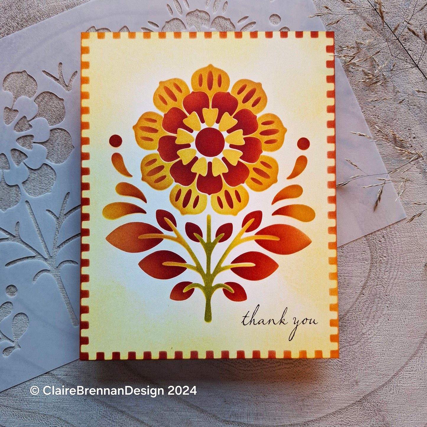 Folk Flower 1 layering Stencils, set of 2 stencil sheets