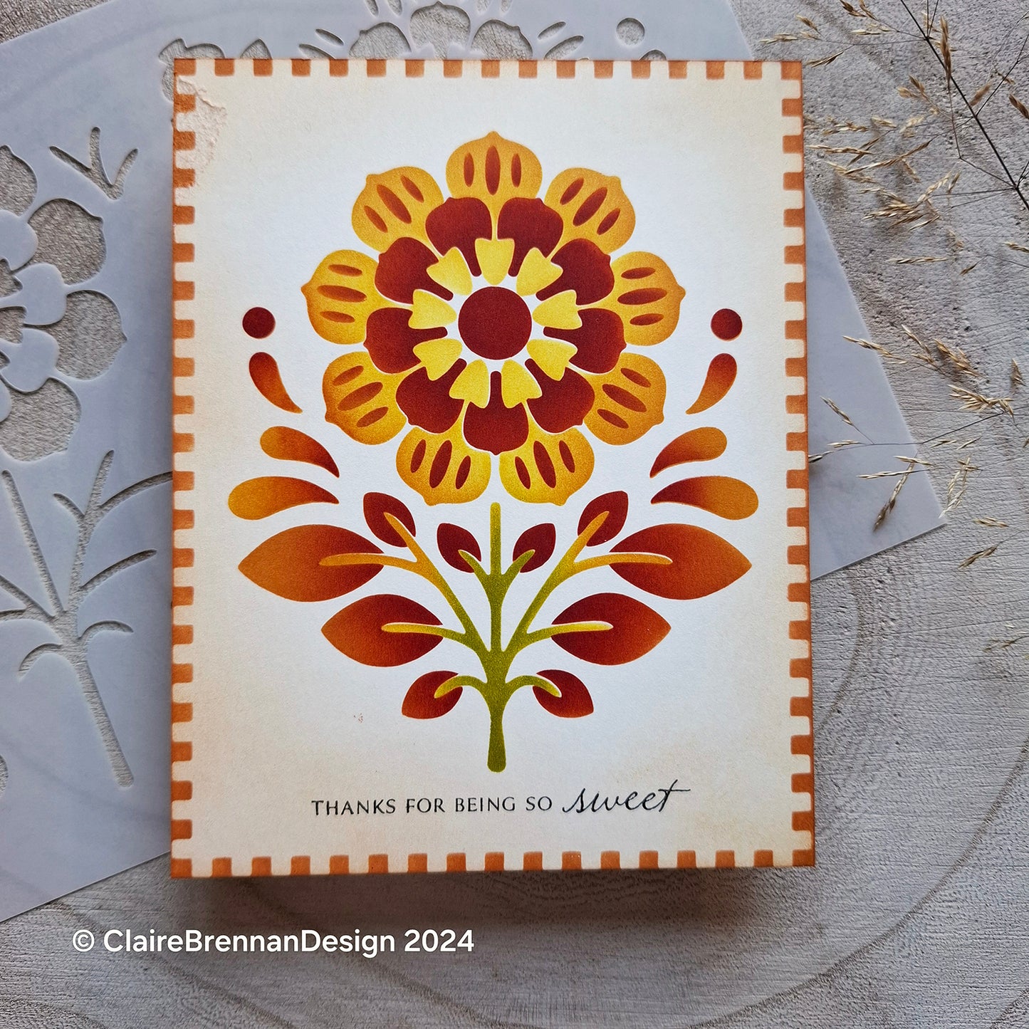 Folk Flower 1 layering Stencils, set of 2 stencil sheets