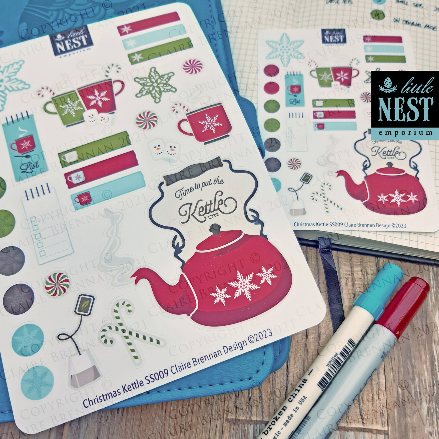 Christmas Tea Kettle Sticker sheets